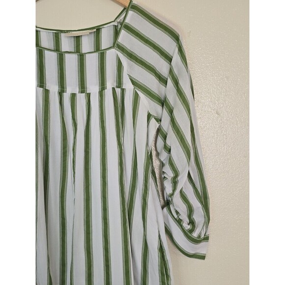 Happy X Nature Green White Striped Tiered Short Dress Womens Size XS - Picture 2 of 11
